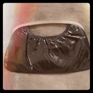 Express Perforated Black Clutch